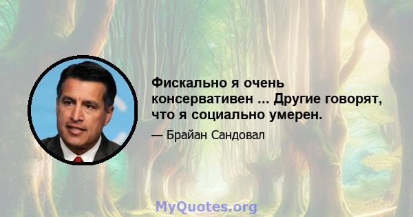 Фискально я очень консервативен ... Другие говорят, что я социально умерен.