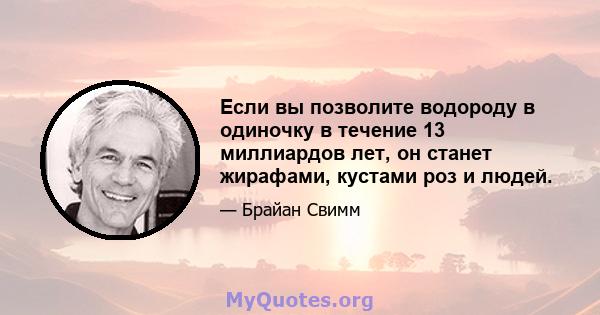 Если вы позволите водороду в одиночку в течение 13 миллиардов лет, он станет жирафами, кустами роз и людей.