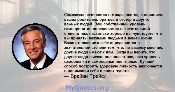 Самозвука начинается в младенчестве, с влиянием ваших родителей, братьев и сестер и других важных людей. Ваш собственный уровень самопринятия определяется в значительной степени тем, насколько хорошо вы чувствуете, что