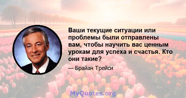 Ваши текущие ситуации или проблемы были отправлены вам, чтобы научить вас ценным урокам для успеха и счастья. Кто они такие?