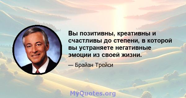 Вы позитивны, креативны и счастливы до степени, в которой вы устраняете негативные эмоции из своей жизни.