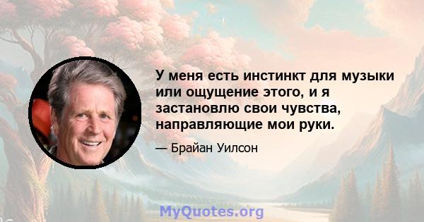 У меня есть инстинкт для музыки или ощущение этого, и я застановлю свои чувства, направляющие мои руки.