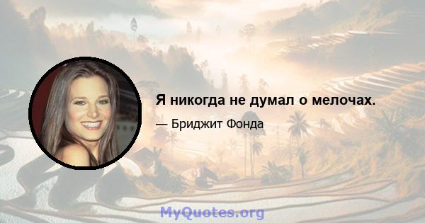 Я никогда не думал о мелочах.