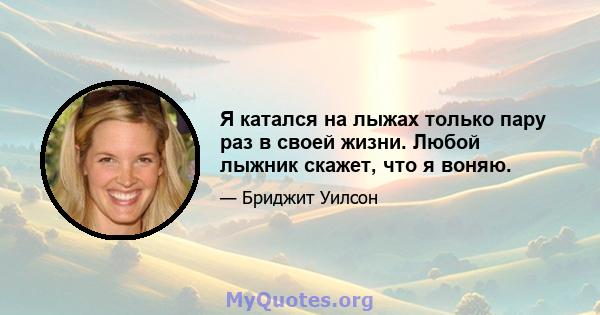 Я катался на лыжах только пару раз в своей жизни. Любой лыжник скажет, что я воняю.