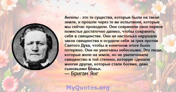 Ангелы - это те существа, которые были на такой земле, и прошли через те же испытания, которые мы сейчас проходили. Они сохранили свое первое поместье достаточно далеко, чтобы сохранить себя в священстве. Они не