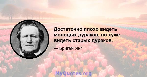 Достаточно плохо видеть молодых дураков, но хуже видеть старых дураков.