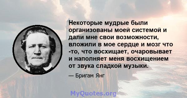 Некоторые мудрые были организованы моей системой и дали мне свои возможности, вложили в мое сердце и мозг что -то, что восхищает, очаровывает и наполняет меня восхищением от звука сладкой музыки.