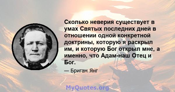 Сколько неверия существует в умах Святых последних дней в отношении одной конкретной доктрины, которую я раскрыл им, и которую Бог открыл мне, а именно, что Адам-наш Отец и Бог.