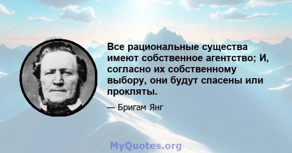 Все рациональные существа имеют собственное агентство; И, согласно их собственному выбору, они будут спасены или прокляты.