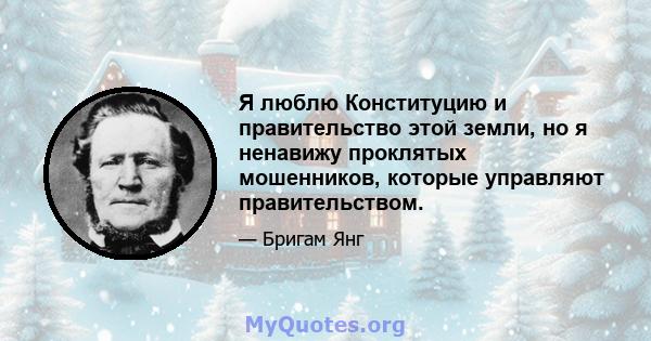 Я люблю Конституцию и правительство этой земли, но я ненавижу проклятых мошенников, которые управляют правительством.