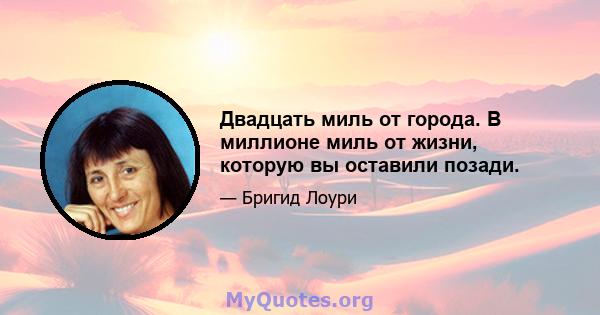 Двадцать миль от города. В миллионе миль от жизни, которую вы оставили позади.