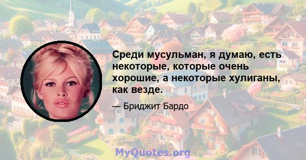 Среди мусульман, я думаю, есть некоторые, которые очень хорошие, а некоторые хулиганы, как везде.