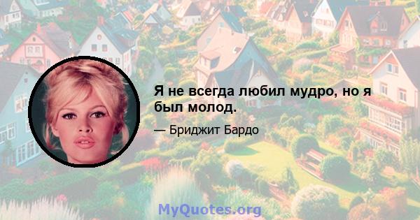 Я не всегда любил мудро, но я был молод.