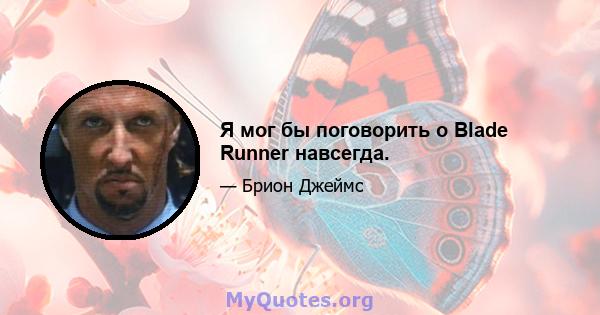 Я мог бы поговорить о Blade Runner навсегда.