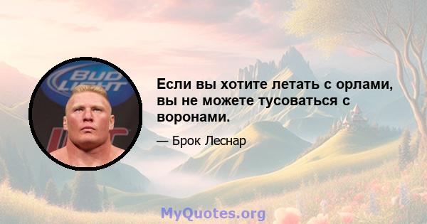 Если вы хотите летать с орлами, вы не можете тусоваться с воронами.