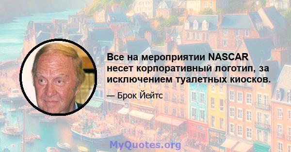 Все на мероприятии NASCAR несет корпоративный логотип, за исключением туалетных киосков.