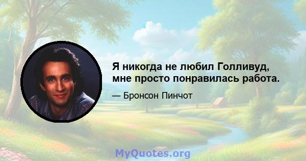 Я никогда не любил Голливуд, мне просто понравилась работа.