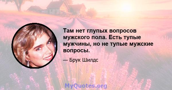 Там нет глупых вопросов мужского пола. Есть тупые мужчины, но не тупые мужские вопросы.