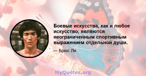 Боевые искусства, как и любое искусство, являются неограниченным спортивным выражением отдельной души.