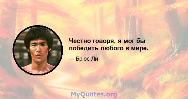 Честно говоря, я мог бы победить любого в мире.