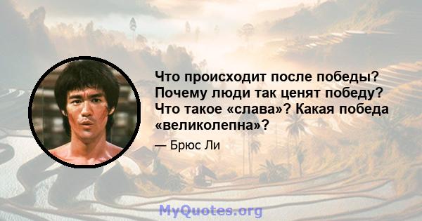 Что происходит после победы? Почему люди так ценят победу? Что такое «слава»? Какая победа «великолепна»?