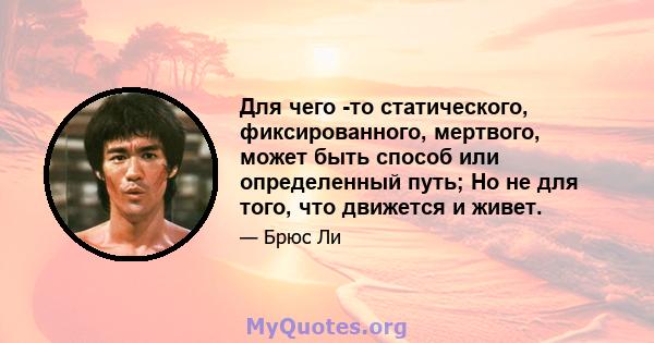 Для чего -то статического, фиксированного, мертвого, может быть способ или определенный путь; Но не для того, что движется и живет.