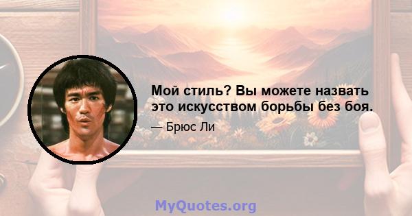 Мой стиль? Вы можете назвать это искусством борьбы без боя.