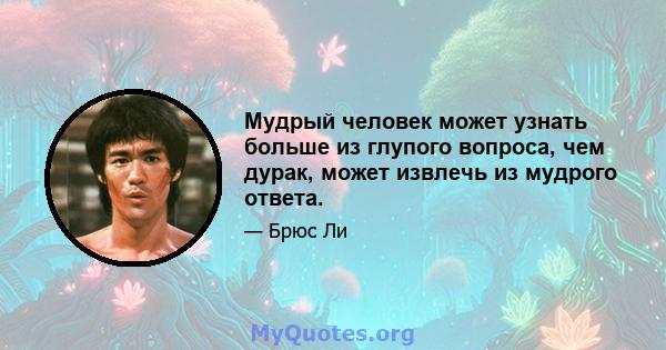 Мудрый человек может узнать больше из глупого вопроса, чем дурак, может извлечь из мудрого ответа.