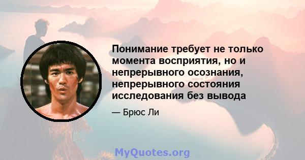 Понимание требует не только момента восприятия, но и непрерывного осознания, непрерывного состояния исследования без вывода