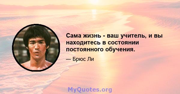 Сама жизнь - ваш учитель, и вы находитесь в состоянии постоянного обучения.