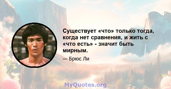 Существует «что» только тогда, когда нет сравнения, и жить с «что есть» - значит быть мирным.