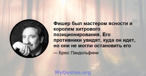 Фишер был мастером ясности и королем хитрового позиционирования. Его противники увидят, куда он идет, но они не могли остановить его