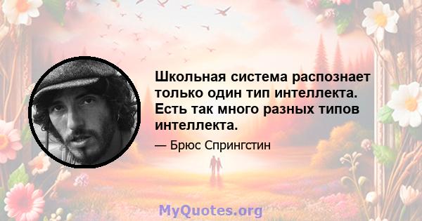 Школьная система распознает только один тип интеллекта. Есть так много разных типов интеллекта.