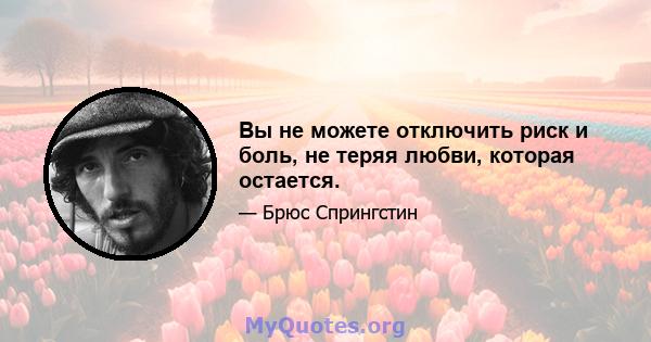 Вы не можете отключить риск и боль, не теряя любви, которая остается.