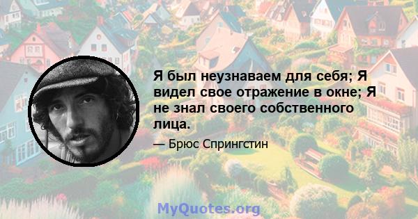 Я был неузнаваем для себя; Я видел свое отражение в окне; Я не знал своего собственного лица.