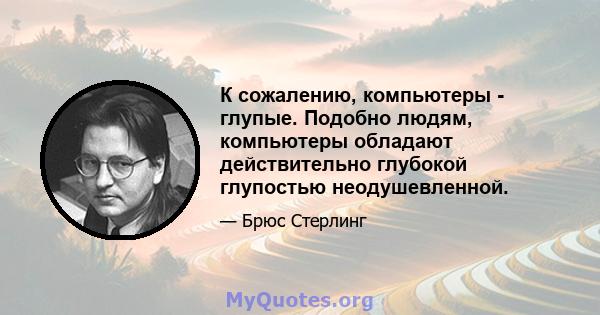 К сожалению, компьютеры - глупые. Подобно людям, компьютеры обладают действительно глубокой глупостью неодушевленной.