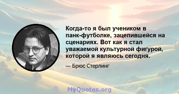 Когда-то я был учеником в панк-футболке, зацепившейся на сценариях. Вот как я стал уважаемой культурной фигурой, которой я являюсь сегодня.