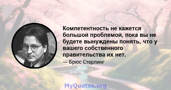 Компетентность не кажется большой проблемой, пока вы не будете вынуждены понять, что у вашего собственного правительства их нет.