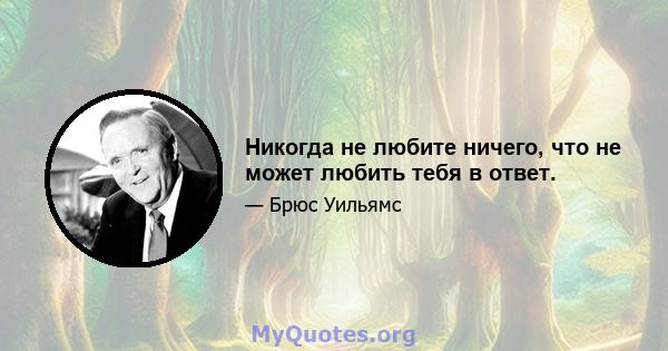 Никогда не любите ничего, что не может любить тебя в ответ.