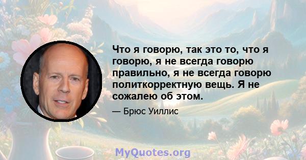 Что я говорю, так это то, что я говорю, я не всегда говорю правильно, я не всегда говорю политкорректную вещь. Я не сожалею об этом.