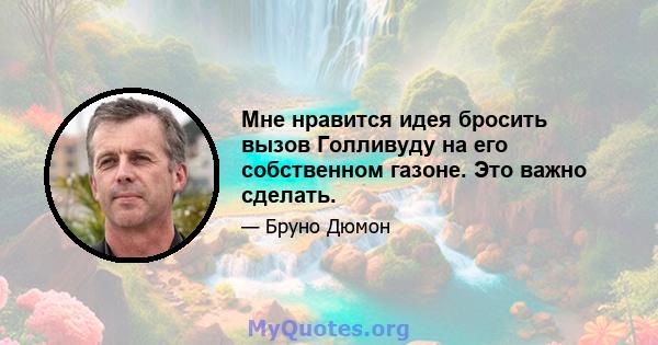 Мне нравится идея бросить вызов Голливуду на его собственном газоне. Это важно сделать.