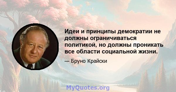 Идеи и принципы демократии не должны ограничиваться политикой, но должны проникать все области социальной жизни.