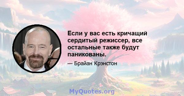 Если у вас есть кричащий сердитый режиссер, все остальные также будут паникованы.