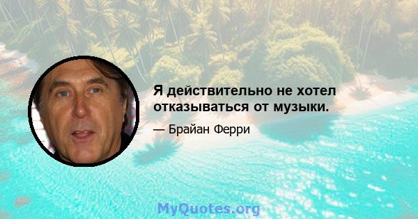 Я действительно не хотел отказываться от музыки.