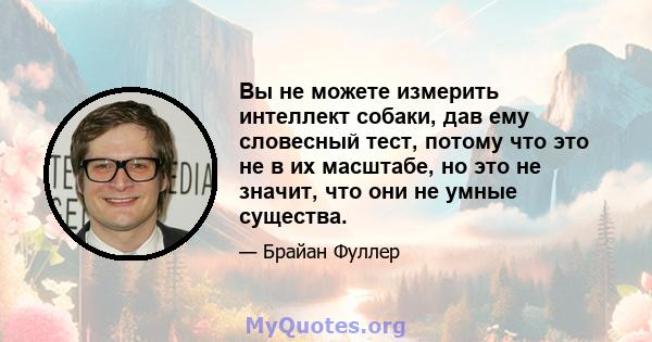 Вы не можете измерить интеллект собаки, дав ему словесный тест, потому что это не в их масштабе, но это не значит, что они не умные существа.