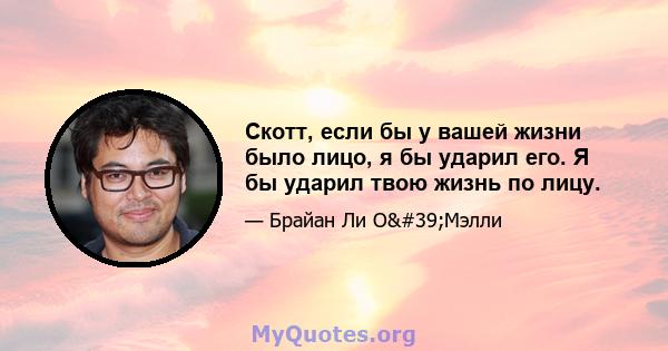 Скотт, если бы у вашей жизни было лицо, я бы ударил его. Я бы ударил твою жизнь по лицу.