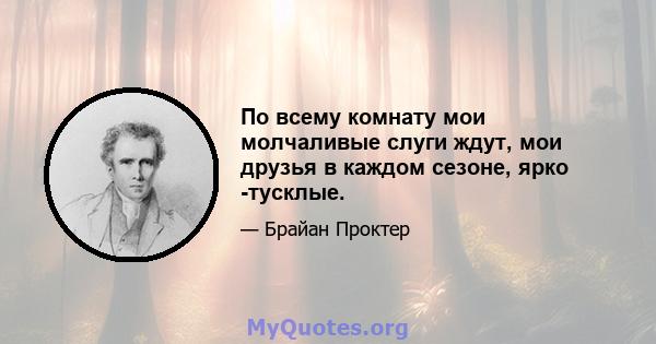 По всему комнату мои молчаливые слуги ждут, мои друзья в каждом сезоне, ярко -тусклые.