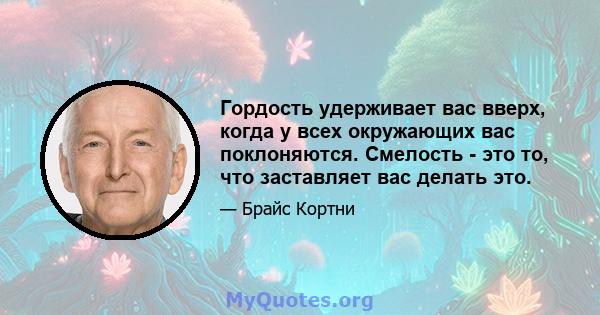 Гордость удерживает вас вверх, когда у всех окружающих вас поклоняются. Смелость - это то, что заставляет вас делать это.