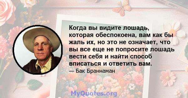 Когда вы видите лошадь, которая обеспокоена, вам как бы жаль их, но это не означает, что вы все еще не попросите лошадь вести себя и найти способ вписаться и ответить вам.