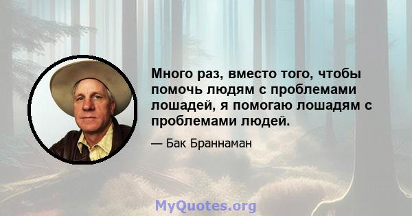 Много раз, вместо того, чтобы помочь людям с проблемами лошадей, я помогаю лошадям с проблемами людей.